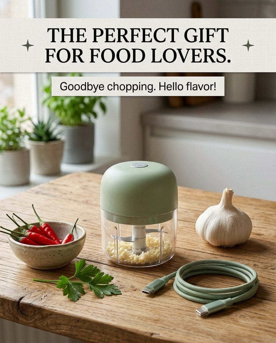 PrepEase Electric Garlic Chopper in sage green